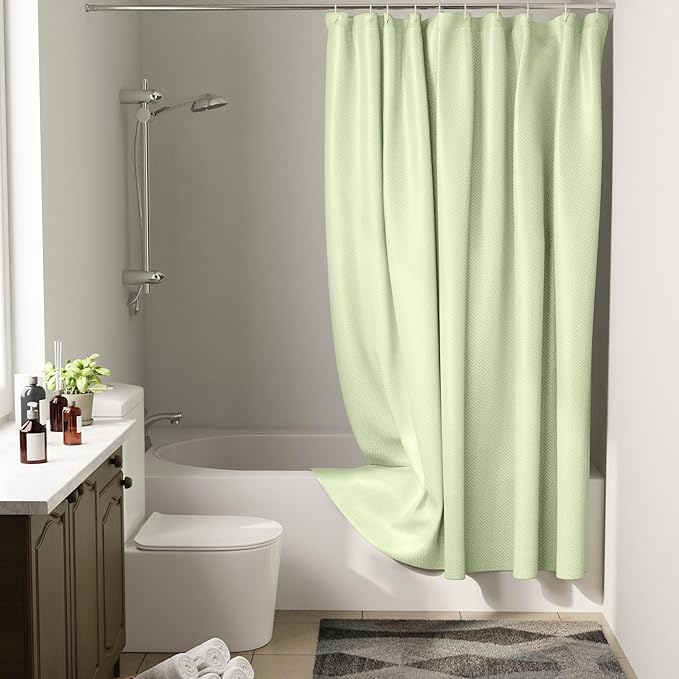 Encasa XO Luxury Jacquard Shower Curtain Mint 72x72 in | Rustproof, Wrinkle-Free, Water-Repellent & Machine Washable | Elegant Heavy Fabric for Bathroom Decor & Bathtub Use