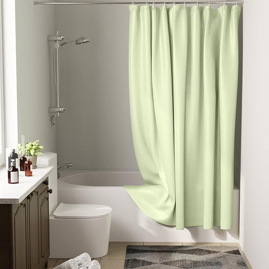 Encasa XO Luxury Jacquard Shower Curtain Mint 72x84 in | Rustproof, Wrinkle-Free, Water-Repellent & Machine Washable | Elegant Heavy Fabric for Bathroom Decor & Bathtub Use