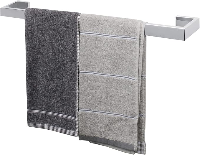 TocTen Bath Towel Rack - Square Base Thicken SUS304 Stainless Steel Towel Bar for Bathroom, Bathroom Bar Accessories Towel Rod Heavy Duty Wall Mounted Towel Holder (Polish Chrome, 24 Inch)