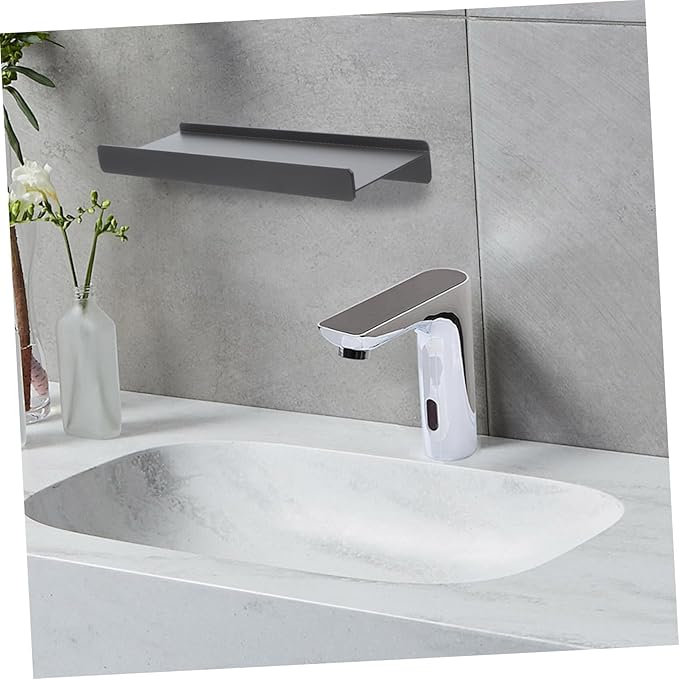 Hemobllo Bathroom Shelf Aluminum Alloy Wall Mounted Floating Storage Rack for Makeup and Grooming Essentials Space Saving Design for Bathroom and Restroom Decor