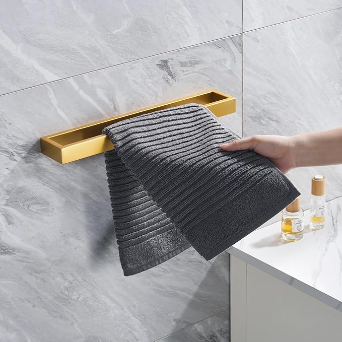 Miyili 15-3/4 Inch Bathroom Towel Bar Gold Stainless Steel Wall Mounted Hand Towel Holder for Kitchen