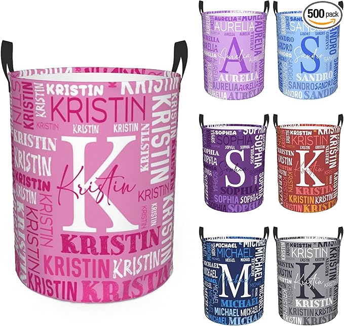 Custom Name Laundry Hamper, Personalized Laundry Basket with Name for Baby Boys Girls, Customized Collapsible Dirty Clothes Hamper Storage with Handles for Bedroom Bathroom Dorm Room Decor