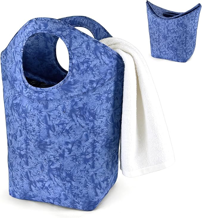 47L Large Capacity Foldable Laundry Basket, 18"x17"x9.5" Portable Collapsible Laundry Hamper with Soft Handle, Waterproof Storage Bag for Bathroom Bedroom Camping Travel