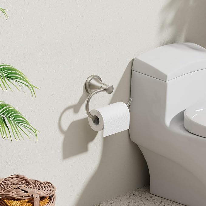 BESy Brushed Nickel Toilet Tissue Paper Holder Brushed Nickel Bathroom Accessories Toilet roll Paper Hanger, Wall Mounted, Rustproof