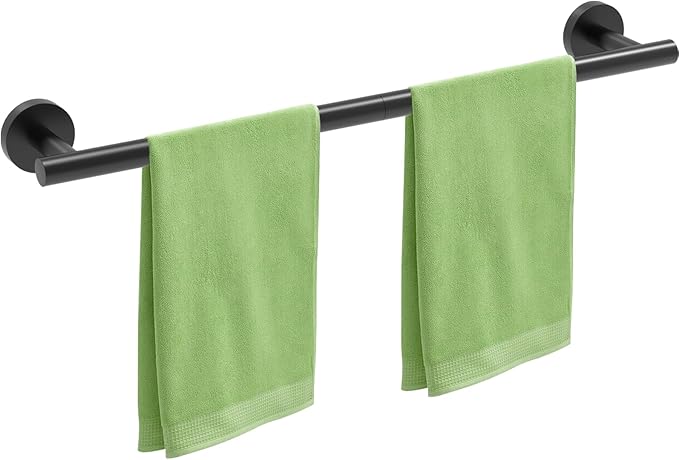 Matte Black Towel Bar, 24 Inch Bathroom Towel Rack, SUS304 Stainless Steel Towel Rod for Bathroom, Total Length 26-Inch Wall Towel Holder, Modern Home Decor