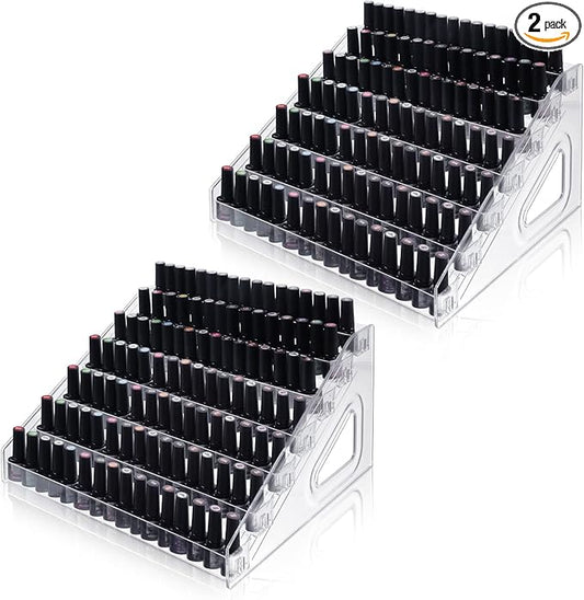 2 Pcs 7 Tiers Clear Essential Oils Nail Polish Organizer Acrylic Display Stands, Paint Organizer Rack, Acrylic Display Rack for Nail Polish, Sunglasses, Essential Oils, Eyeglasses and Makeup