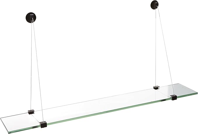 Spancraft Glass CR-12x24-Black Crane Glass Shelf, Black, 12" x 24"