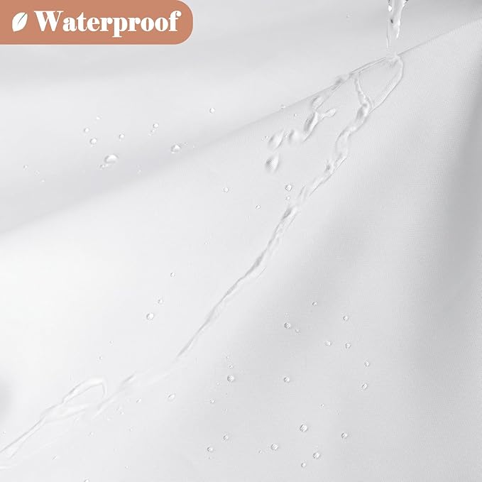 UFRIDAY Long White Shower Curtains 72 x 75 inches, Modern Water Repellent Cloth Polyester Fabric Shower Curtains for Bathroom with See Through Top Window