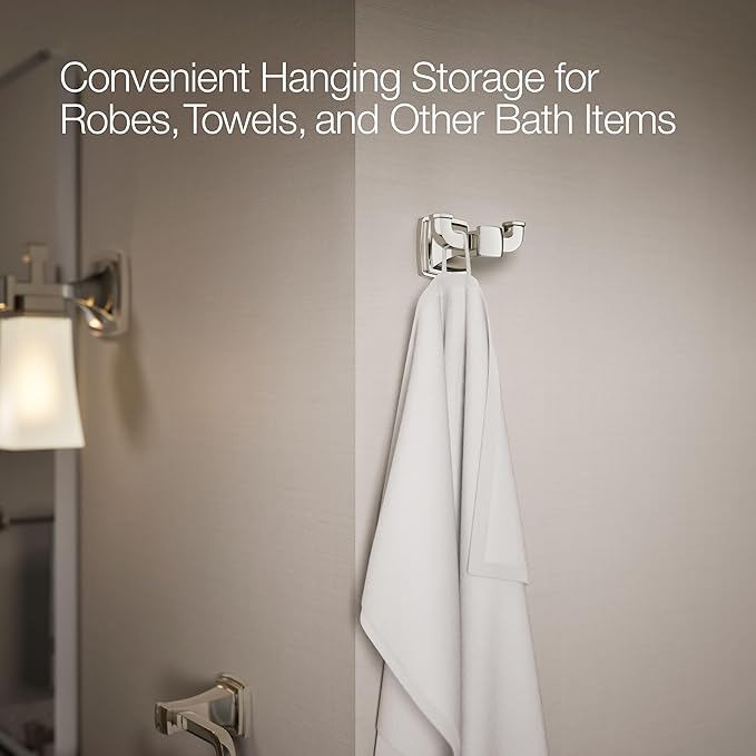 Kohler 27411-SN Riff® Double Robe Hook, Vibrant Polished Nickel