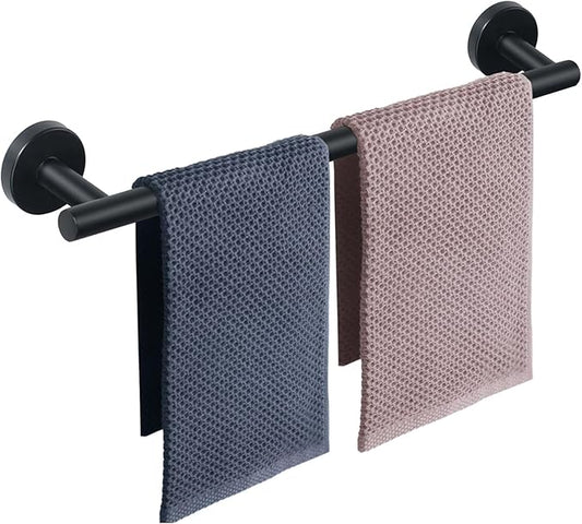 NearMoon Bath Towel Bar, Thicken Stainless Steel Shower Towel Rack Holder Wall Mounted for Bathroom, 24-lnch Overall Length-21-lnch Usable Hanging Space (2 Pack, Matte Black)