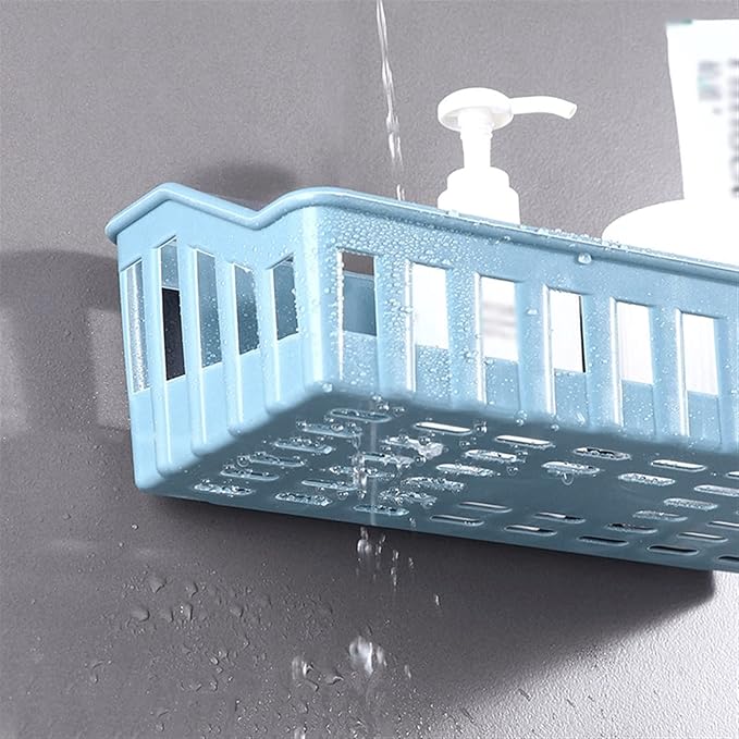 Bathroom Storage Rack 4 Shelves Toilet Plastic Storage Shelves Toilet Washstand Wall Mounted Storage Shelves Non Perforated Shelves Bathroom Shelf(Blue)