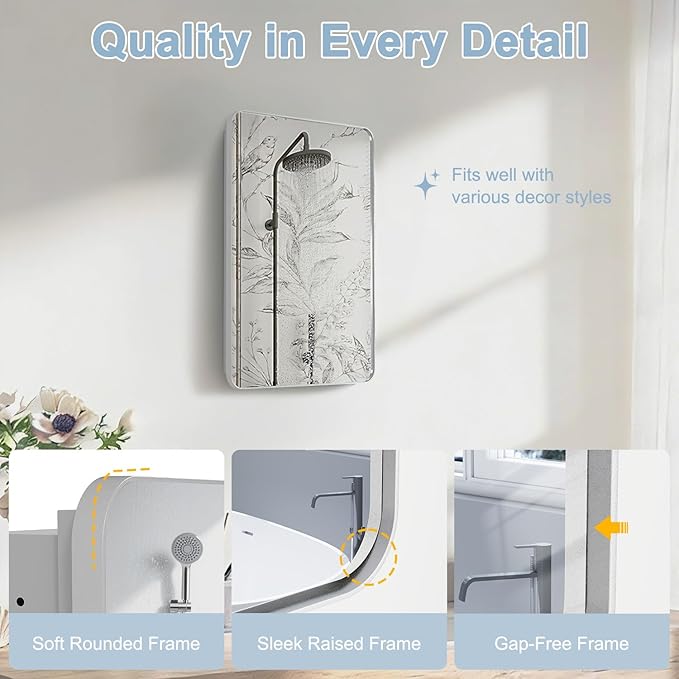 16x24 Inch Medicine Cabinet with Mirror for Bathroom, Silver Aluminum Bathroom Medicine Cabinet, Recessed or Wall Mount Medicine Chest Over Sink, Modern Farmhouse Style, Fully Assembled