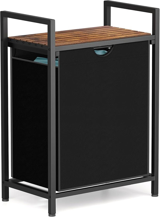 Sonharlar Laundry Sorter with Removable Bag, 16 Gallons Laundry Hamper with Adjustable Feet, Laundry Basket for Laundry Room, Bathroom and Bedroom(Black and Rustic Brown)