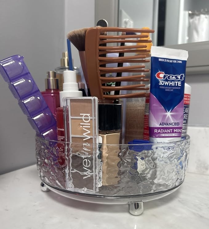 360?? Rotating Makeup Organizer, 9" Clear Perfume Organizer Turntable Lazy Susan for Vanity, Pantry, Bathroom Counter, Cabinet, Spinning Cosmetic Storage Holder for Skincare, Perfume, Lotions