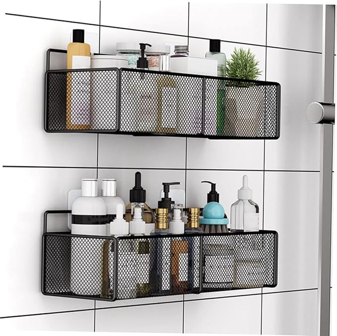 Holibanna Toilet Storage Rack Bathroom Shelving Kitchen Storage Wall-Mounted Black