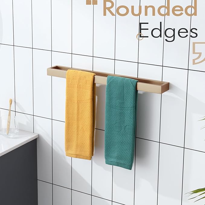 KOKOSIRI Towel Bar for Bathroom Wall Mount Bath Towel Holder 24-Inch Kitchen Rack Champagne Bronze Stainless Steel, 1 Pack B4008CPG-L24