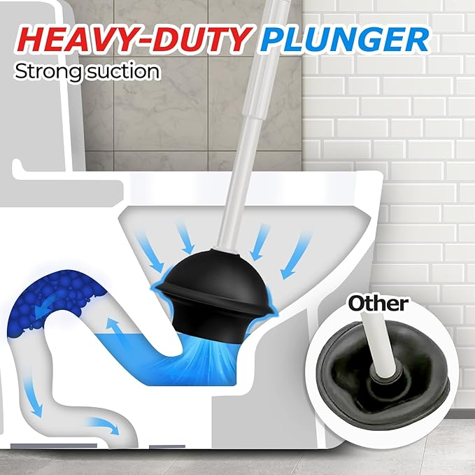 FORASTO 2 in 1 Toilet Plunger and Brush Set,Extended Handle Plunger,Toilet Bowl Brush Plunger Set,Bathroom Cleaning Tools,Cleaning Brush,Toilet Brush Plunger Combo,Light Grey???20.8inch???