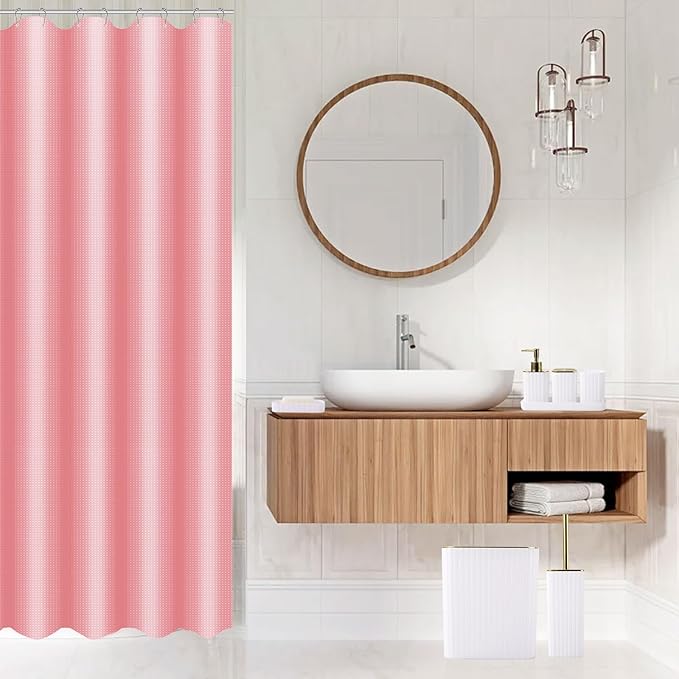 XLHOMO 26PC Bathroom Set - Gorgeous White Bathroom Set, Bathroom Accessories Set, Pink Shower Curtain Set with Bathtub Mats for Shower Tub