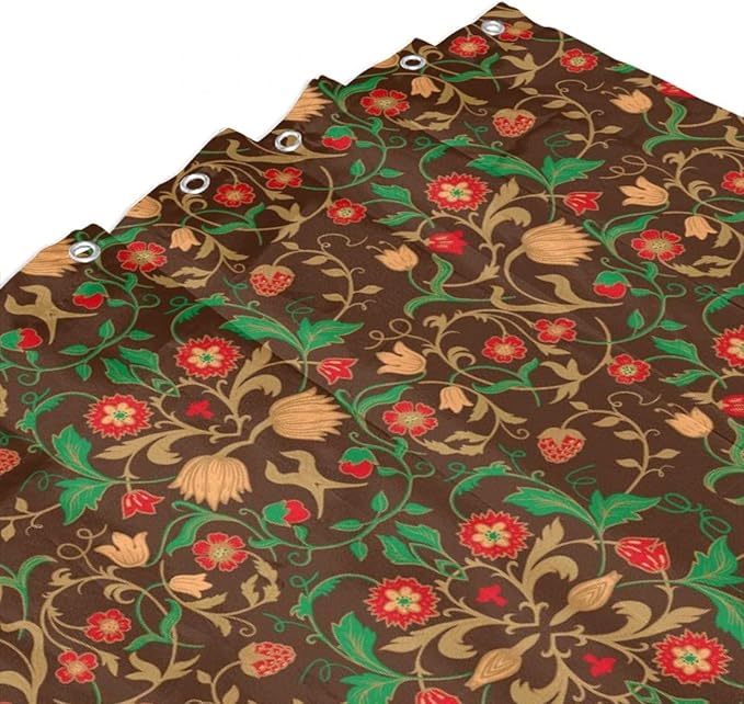William Morris Original Design Vintage Shower Curtain Furniture Bathroom Fabric Decorations Washable Shower Curtain with Hooks 66x72 Inches(168x183cm), Style-1