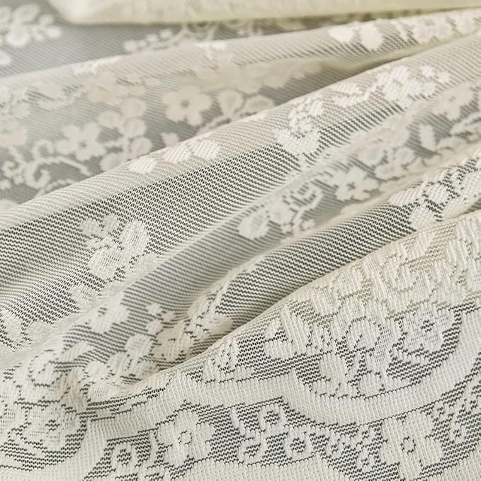 Cream Lace Stand Up Shower Curtain 36x72 Scalloped Shabby Chic Shower Curtain for the Small Stall Bathroom Victorian French Country Narrow Bath Curtainn CottageCore RV Bath Curtain Ivory/Cream