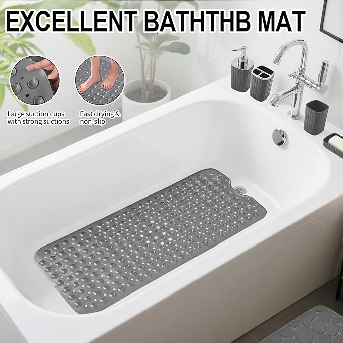 XLHOMO 26PC Bathroom Accessories Set - Gorgeous Grey Bathroom Set, Bathroom Accessory Set, Shower Curtain Set with Bathtub Mats for Shower Tub, Trash Can & Soap Dispenser