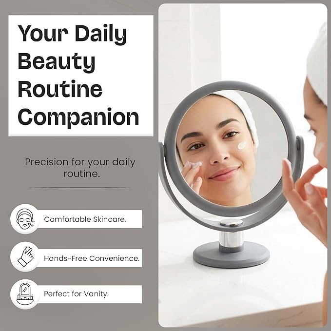 Danielle Creations Soft Touch Vanity Mirror x10 Magnifying - Grey