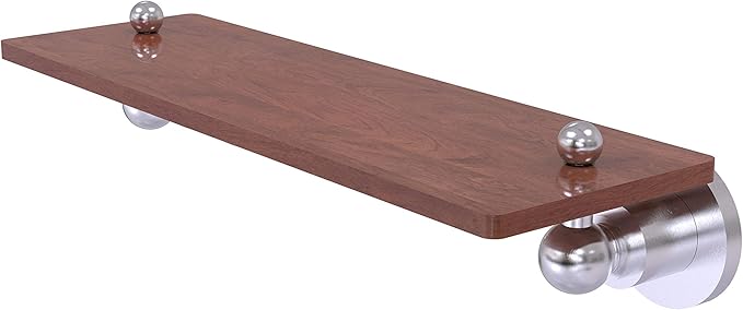 Allied Brass AP-1-16-IRW Astor Place Collection 16 Inch Solid IPE Ironwood Wood Shelf, 16", Satin Chrome