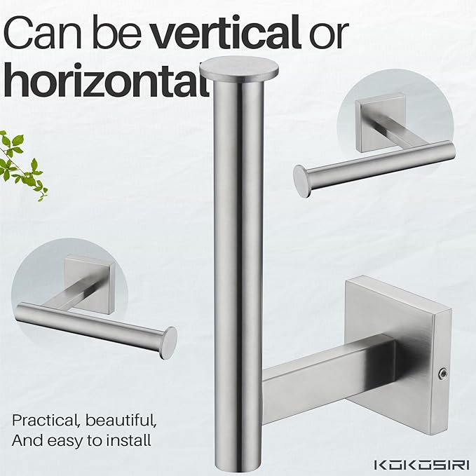 KOKOSIRI 20-Inch Bathroom Shelves Glass Floating Shelf Toilet Roll Holder Toilet Paper Holder Stainless Steel Brushed Nickel B1105BR-L20+B2008BR