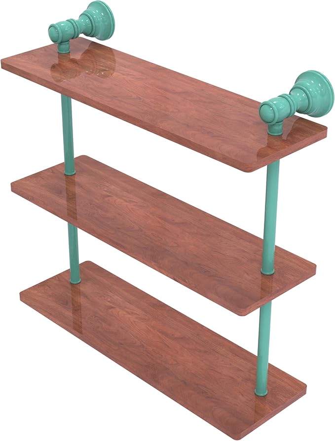 Allied Brass CL-5-16-IRW-SFG Carolina Collection 16 Inch Triple Wood Shelf, Sea Foam Green