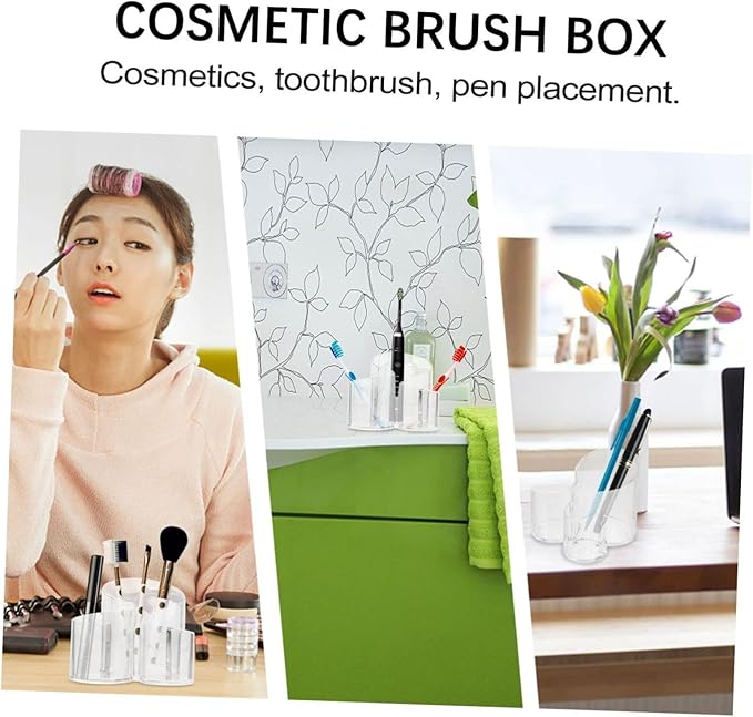 1pc Transparent Makeup Brush Holder Creative Cosmetic Tool Container Pen Storage Box for Eyeliner Lipstick and Office Supplies Organization