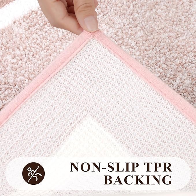 Pauwer Bathroom Rug Set, Non Slip Mats, Absorbent Shower Rugs for Tub & Floor, Machine Washable, Dusty Pink