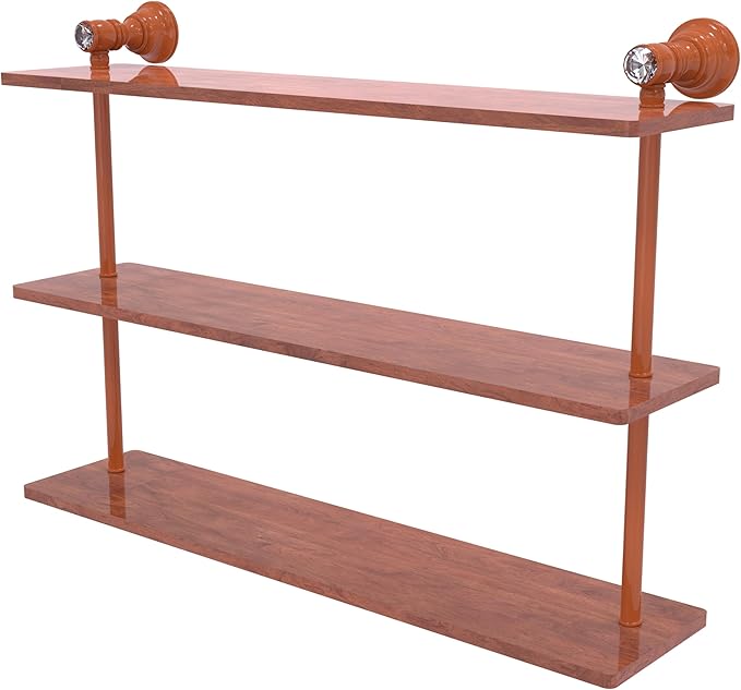 Allied Brass CC-5-22-IRW-ASP Carolina Crystal Collection 22 Inch Triple Wood Shelf, Autumn Sparkle