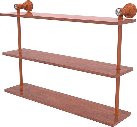 Allied Brass CC-5-22-IRW-ASP Carolina Crystal Collection 22 Inch Triple Wood Shelf, Autumn Sparkle