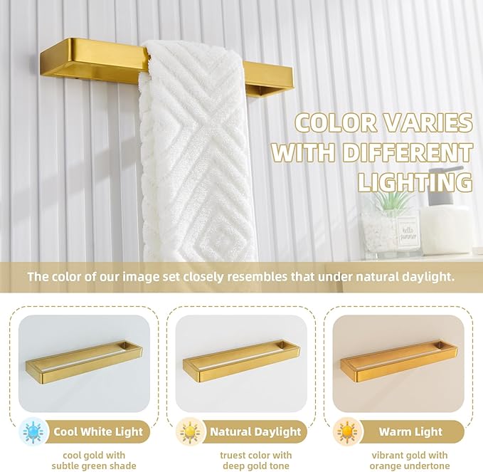 Angle Simple Bathroom Towel Holder, SUS 304 Stainless Steel Hand Towel Holder Rack, Shower Hanger Wall Mounted 11.73", Brushed Dark Gold