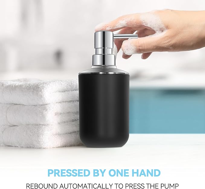 Black Bathroom Accessories Set 2 PCS, Black Bathroom Accessories, Plastic Soap Dispenser and Toothbrush Holder Set, Boho Bathroom Decor, Bathroom Set