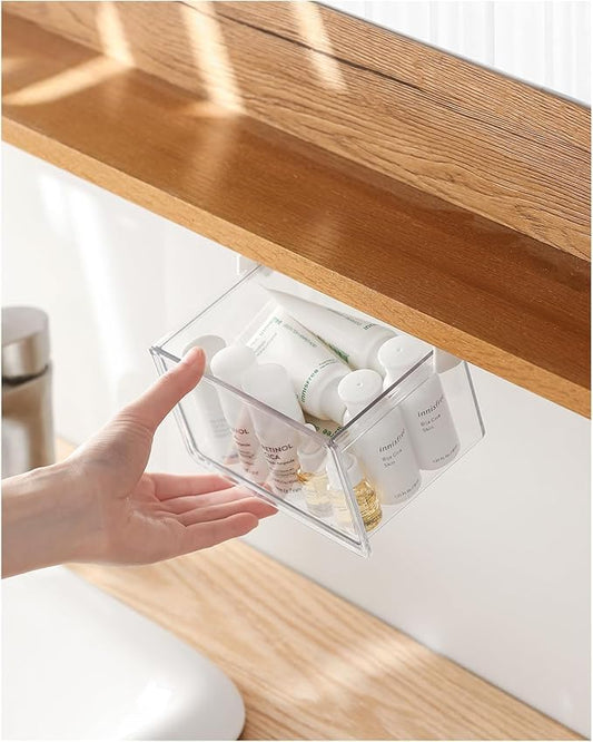 BALUCA Small Clear Stackable Storage Drawers ?€? 33?? Angled Acrylic Makeup Organizer for Vanity, Undersink & Kitchen Cabinets | Multi-Purpose Plastic Storage Bins & Drawer Organizer Bins (Large)