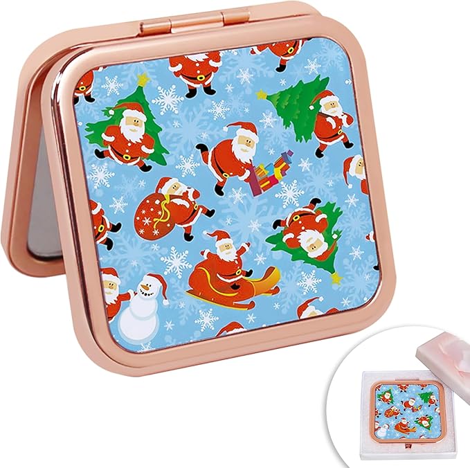 Pocket Mirror, 1X/2X Magnification Compact Travel Makeup Mirror for Purse, 2-Sided, Portable, Folding, Handheld, Small Mirror for Gift Christmas