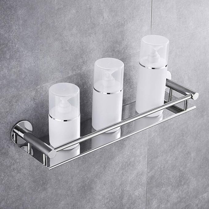 AGYH Stainless Steel Bathroom Mirror Front Shelf Single-Layer Storage Rack Bathroom Wall Hanging (Free Punching) (Size : 39cm)