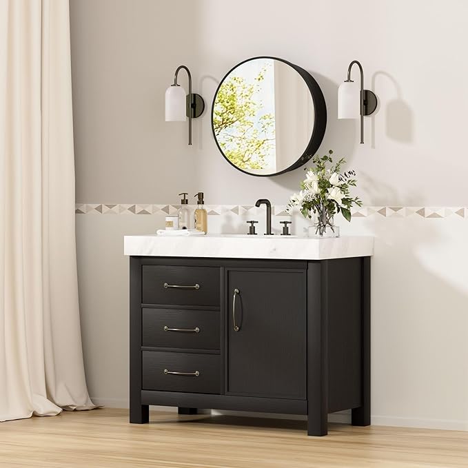 20 x 20 Inch Round Medicine Cabinet Mirror Black,Circular Bathroom Mirror with Storage Wall Mounted,Metal Framed Medicine Cabinets with Tempered Glass Adjustable Shelves for Bathroom Vanity