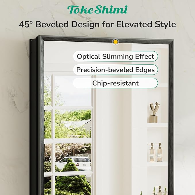 TokeShimi 12 x 36 Black Recessed Medicine Cabinet with Mirror, Assembly Required, Bathroom Medicine Cabinet with Mirror, Stepless Adjustable Shelves, Beveled Aluminum Frame, DTC Hinge