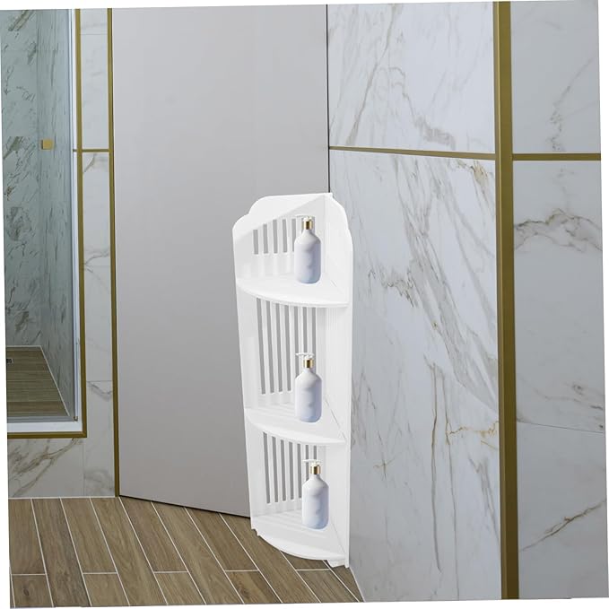 Unomor Corner Shelf Bathroom Organizer Sleek Standing Storage Rack for Toiletries Essentials Capacity Multi Design Space Saving for