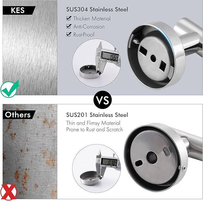 KES Glass Shelf for Bathroom & Coat Hook, Polsihed Finish, BGS3201S60-P2+A2164-P2