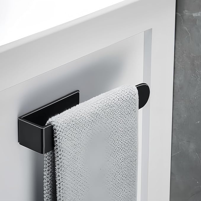 SEIDO Hand Towel Holder, Heavy Duty Self Adhesive Towel Bar ?€? No Drill Stick on Wall, SUS 304 Stainless Steel Towel Rack for Small Bathroom, Kitchen, RV, Matte Black