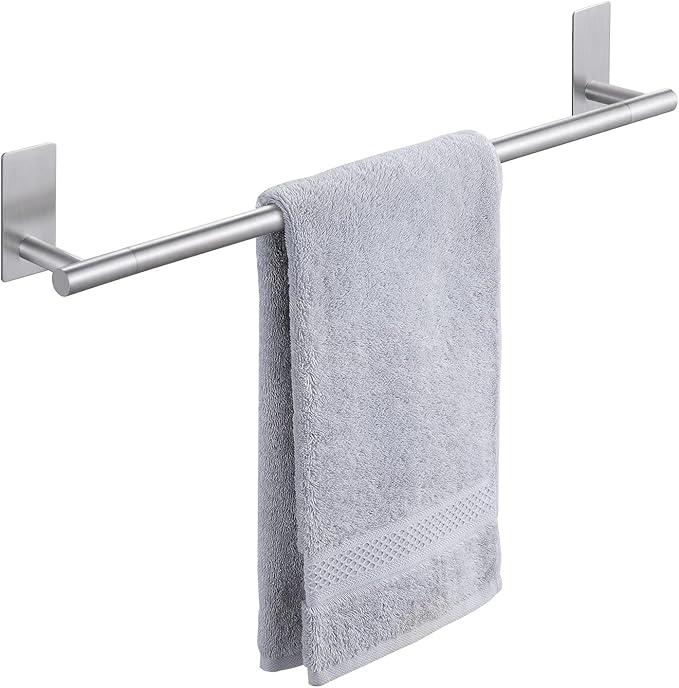 KES 23.6 Inch Adhesive Towel Bar for Bathroom Wall, Bath Towel Holder, Towel Rack No Drill, SUS304 Stainless Steel Brushed Finish, BTH7300S60-2