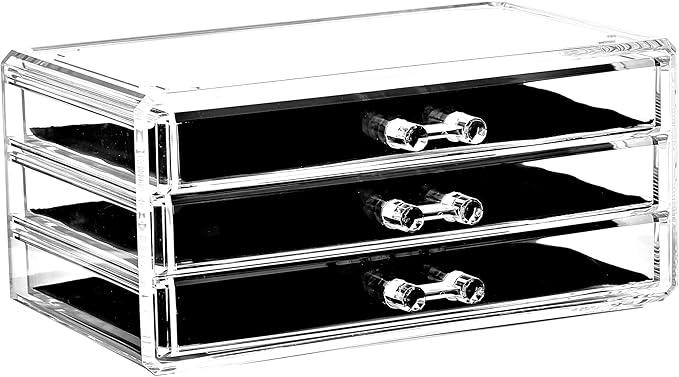 Ikee Design 5 Pcs Set Acrylic Makeup Organizer with 15 Drawers and Removable Top Lipstick Holders, Ideal for Make-up, Accessories,Enhance Your Vanity or Bathroom with Clear Design for Quick Visibility