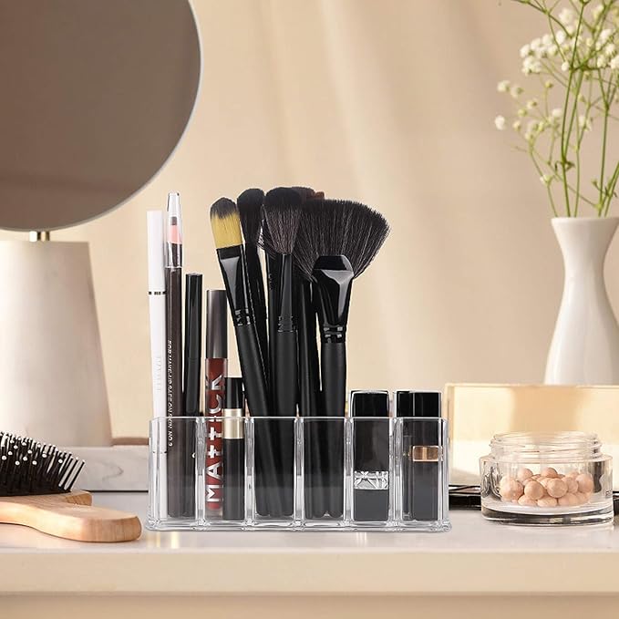 Lipstick Organizers and Storage,18 Slots Acrylic Lipstick Holder & Cosmetics Storage Display Case,Keep Lipsticks,Lip Gloss,Makeup Brushes in Order