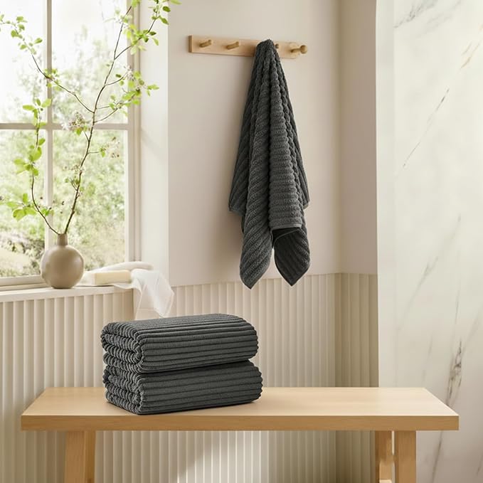 Oversized Bath Sheets 40x80 Inches Extra Large Bath Towels for Adults Super Soft Quick Dry Highly Absobent Microfiber Shower Towels for Bathroom, Pool, Gym, Yoga Towel (Charcoal Gray, 2Piece)