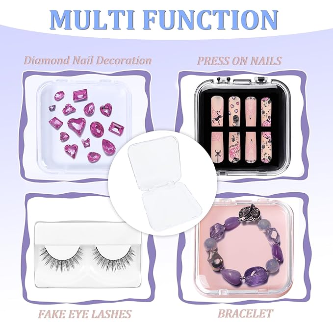 Press on Nail Box,30 Sets Display Case Artificial Nails Display Storage Box with 60 Pcs Adhesive Double Sided Tape Press On Nail Packaging for Nail Salon