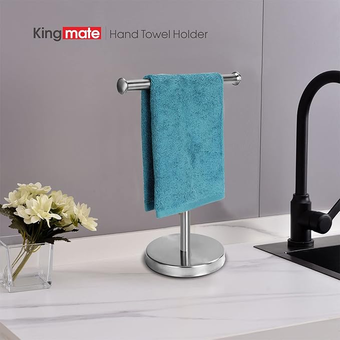 Hand Towel Holder Stand, Towel Rack with Stainless Steel Base, Rust-Proof Jewelry Stand (Brushed Nickel)