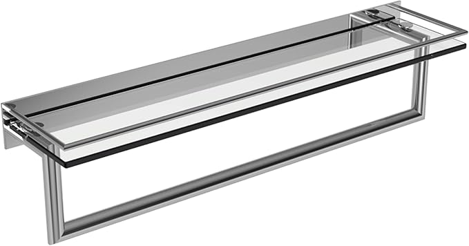 Ginger 2819RT-24/PC Surface Bathroom Shelf with Towel Bar, 24", Polished Chrome